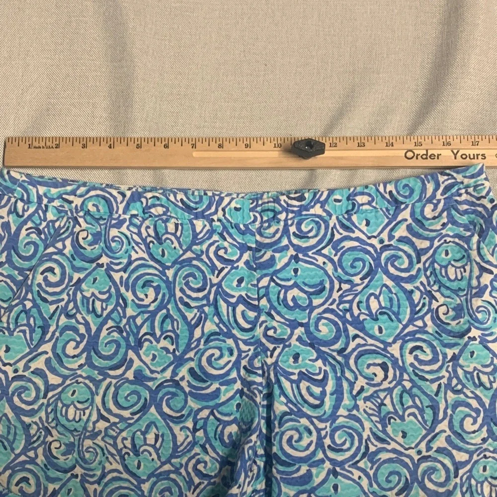 Lilly Pulitzer Adie Shorts Cotton Resort White Chasing Tail Blue Fish 2